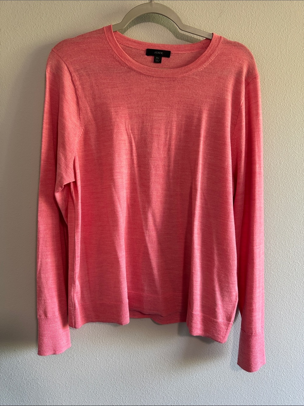 J. Crew Women’s Crewneck Merino Wool Sweater in Coral